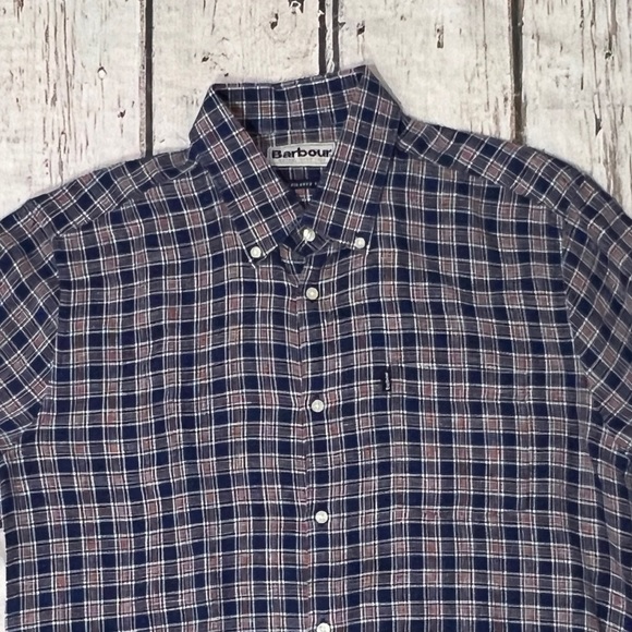Barbour Tailor Plaid Mens Plaid Mens Hiking Button Down Long Sleeve Shirt - Picture 2 of 5